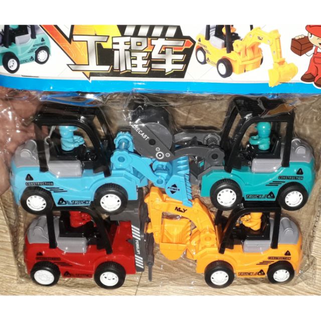 Sét 4 xe mô hình công trình bằng nhựa cao cấp chạy chớn rất đẹp
