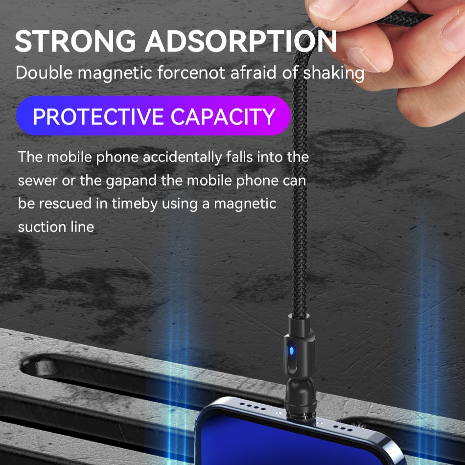 Dây Cáp Sạc Có Nam Châm Xoay 540 Độ Cho Apple Android Type C