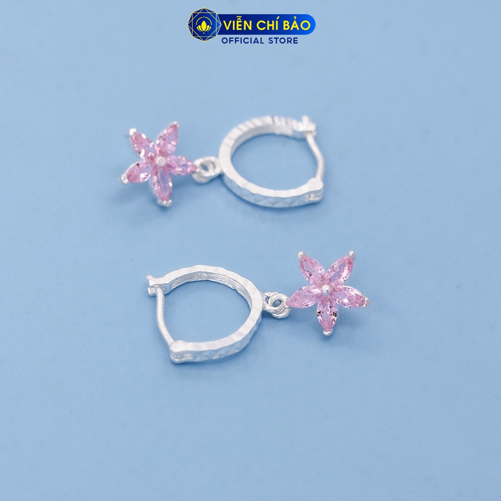 Bông tai bạc nữ hoa đào màu hồng chất liệu bạc 925 thời trang phụ kiện trang sức nữ thương hiệu Viễn Chí Bảo B400701-HO