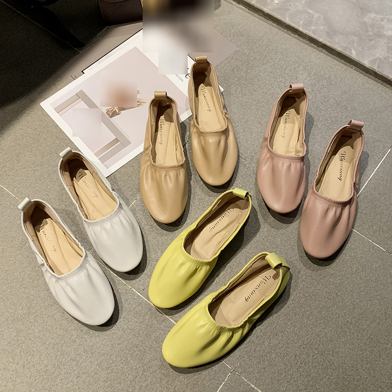 Giày lười đế bệt màu trơn thiết kế thoải mái dành cho nghệ sĩ múa ba lê/y tá/phụ nữ mang thai