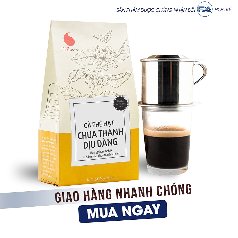 [Mã BMBAU50 giảm 7% đơn 99K] Cà phê hạt nguyên chất 100% - Chua thanh dịu dàng - Light Coffee Gói 500g