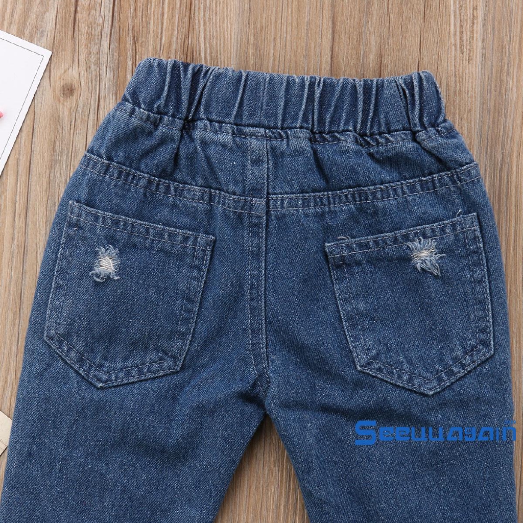 Quần Jeans Dài Phối Dây Cho Bé