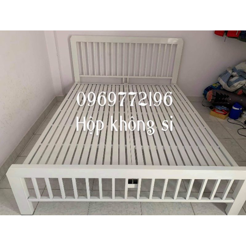 Giường Sắt hộp 4-8 không si 1m4x2m