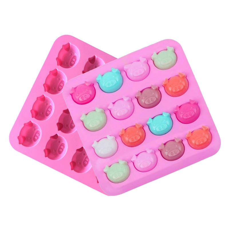Khuôn Silicon Làm Socola,Thạch Rau Câu,Kẹo Dẻo,Pudding Trang Trí Hình 16 Mặt Heo Xinh
