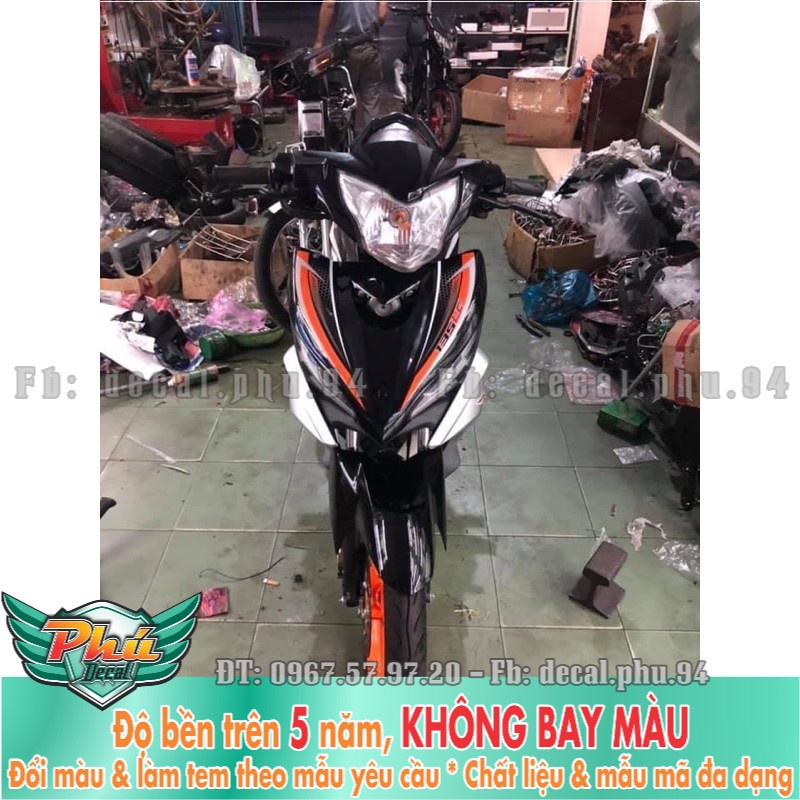 Tem rời exciter 135 Lc cam bạc đen -1