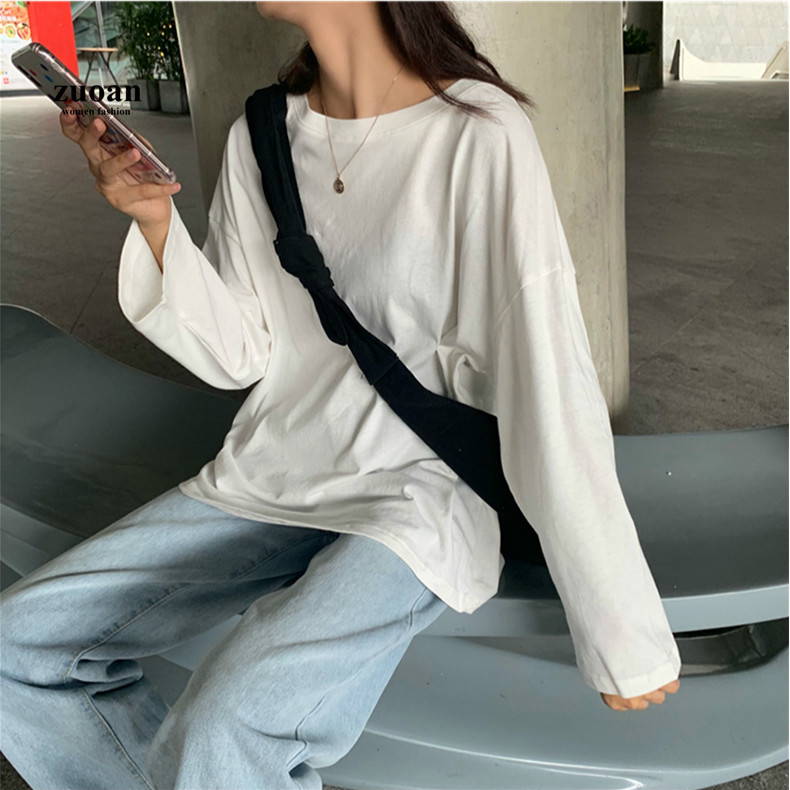 Áo thun nữ SUXI tay dài màu trơn Hàn Quốc