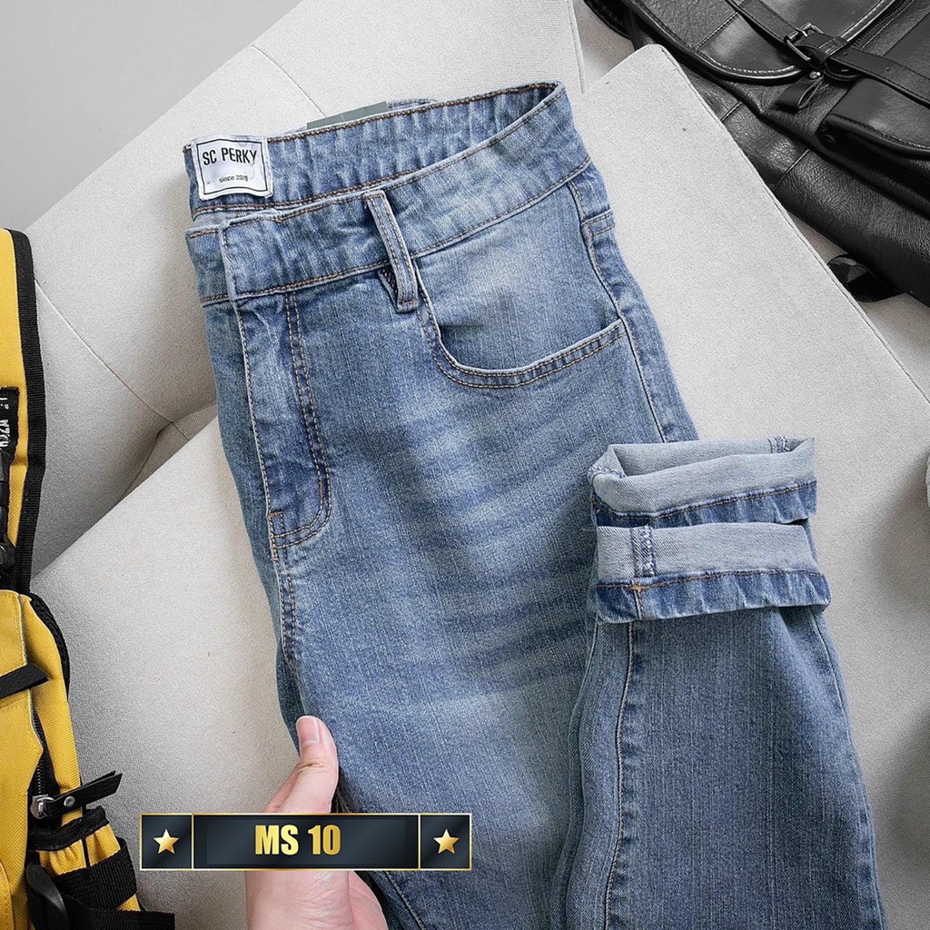 quần jean co giãn dáng ôm nhẹ xanh nhạt quần jean nam mã số 10