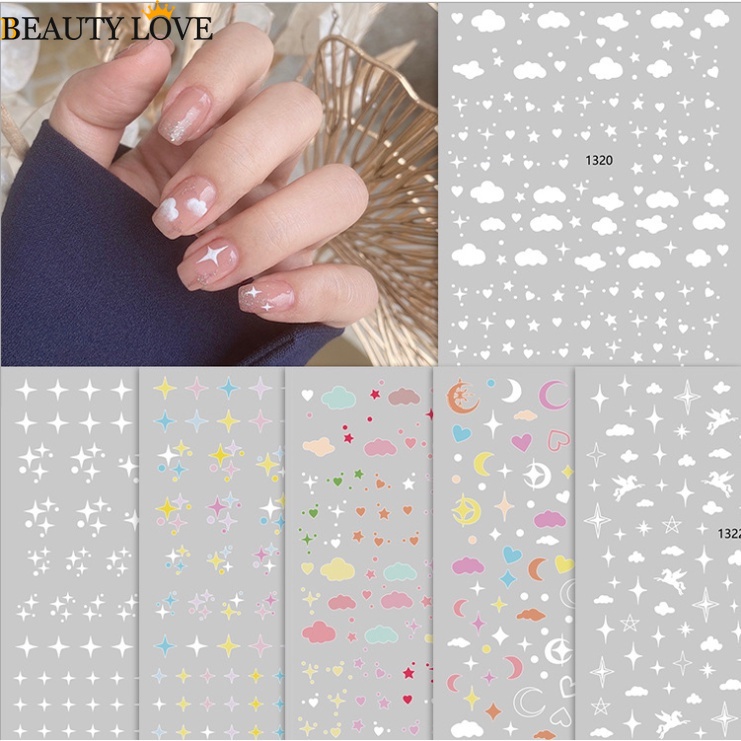 Miếng Dán Trang Trí Móng Tay / Móng Tay Chuyển Nước 6 Phong Cách / Hình Trăng Sao Đám Mây / Băng Keo Nhỏ Tươi Mới / Miếng Dán Chuyển Nước / Dụng Cụ Trang Trí Mó