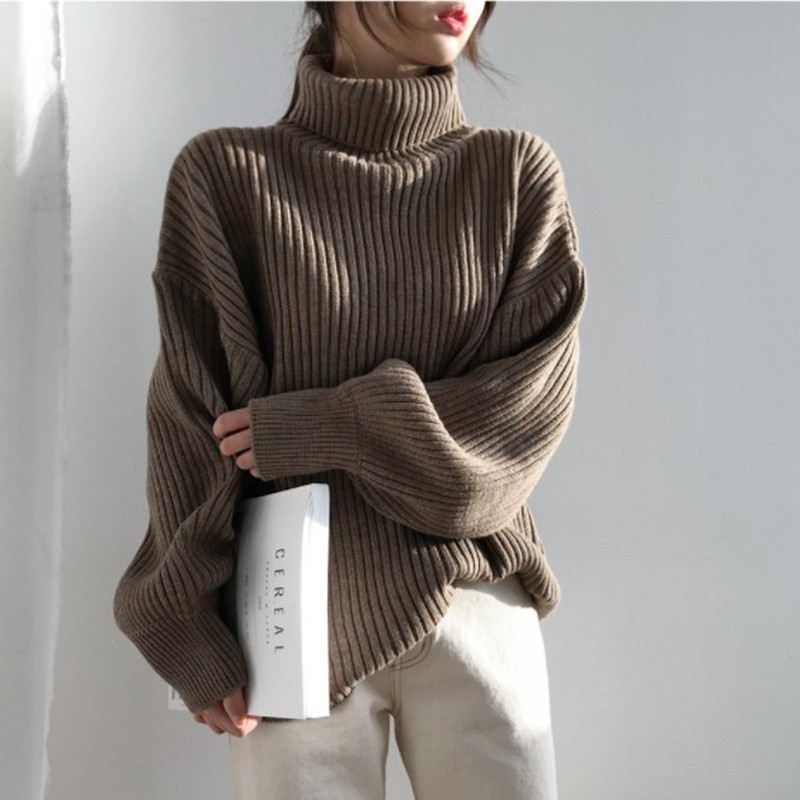 Áo sweater thời trang thiết kế cổ lọ phong cách giản đơn cho nữ | BigBuy360 - bigbuy360.vn