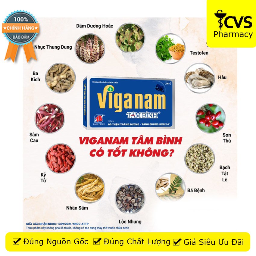 Viganam Tâm Bình 30v hỗ trợ đại bổ nguyên khí &amp; nâng cao sức khỏe - Cvspharmacy