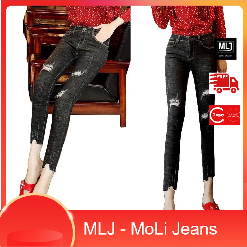 QUẦN JEAN DÀI BIGSIZE màu xám đen RÁCH ĐẸP 2402 4048 tua lai