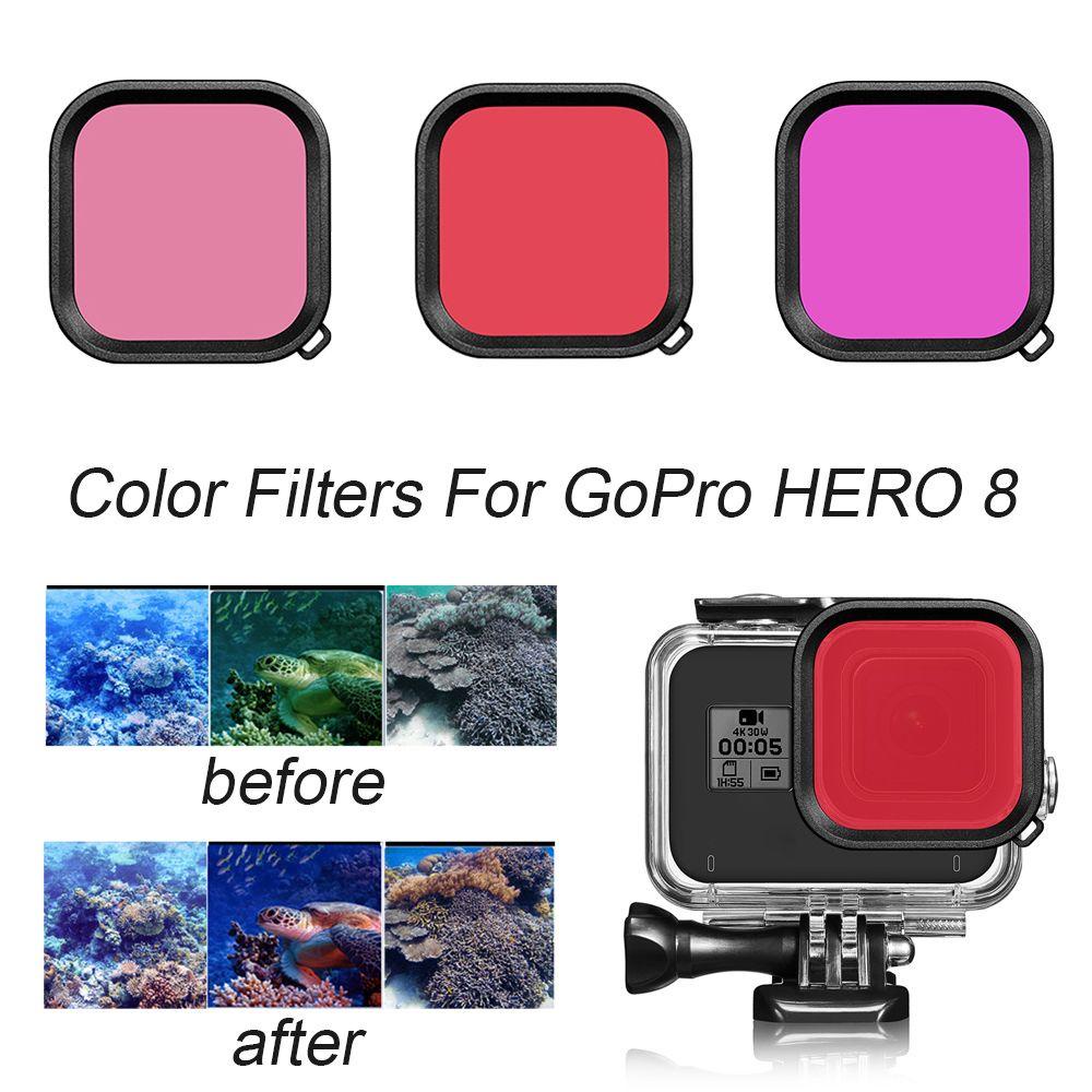 MAG Bộ Lọc Màu Sắc Phản Quang Ngăn Chặn Ánh Sáng Đỏ Hồng Tím Dành Cho GoPro HERO 8
