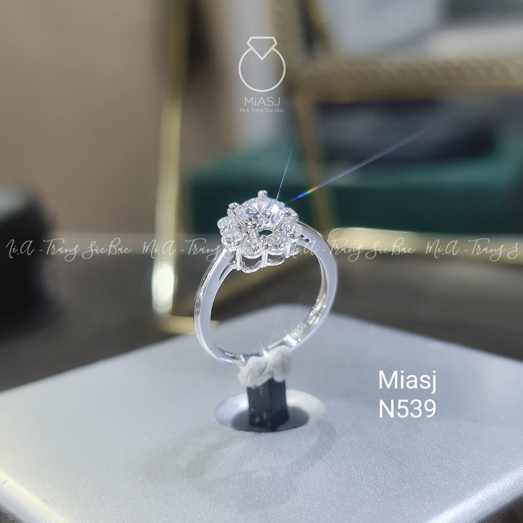 Nhẫn nữ bạc Ý S925 đính hoa đá MiASJ kiểu dáng sang trọng N539