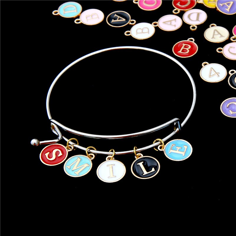 Mặt charm họa tiết chữ cái từ A-Z tráng men dùng làm vòng tay thủ công