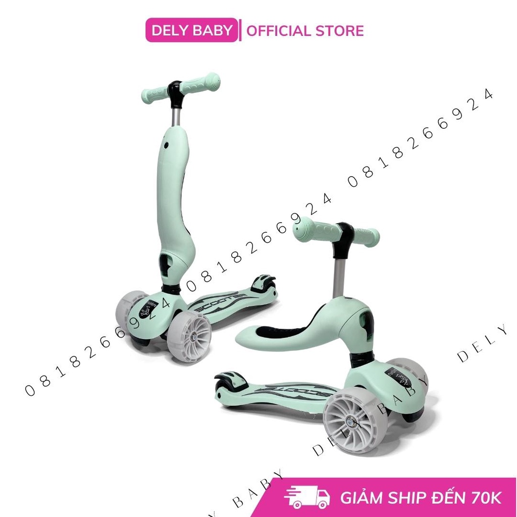 Xe Trượt Scooter Runbro Trẻ Em 2 Chế Độ 2 in 1 - Xe Chòi Chân Bánh Xe Có Đèn Cho Bé 1 Đến 8 Tuổi