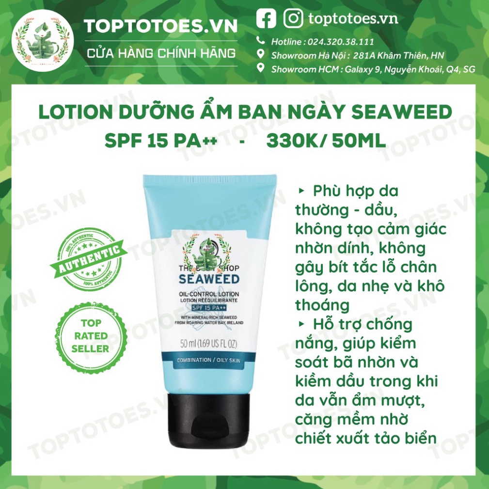 CHỈ SALE HÔM NAY Bộ sản phẩm Seaweed The Body Shop sữa rửa mặt, toner, kem dưỡng, mặt nạ, tẩy da chết CHỈ SALE HÔM NAY