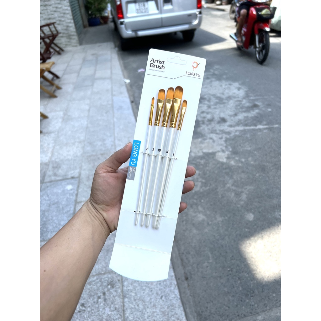 Bộ Cọ Vẽ Bàu 5 Cây Chuyên Nghiệp Artist Brush - Dùng Cho Màu Nước/Bột/Sơn Acrylic 30S Store M326-5 Màu Trắng