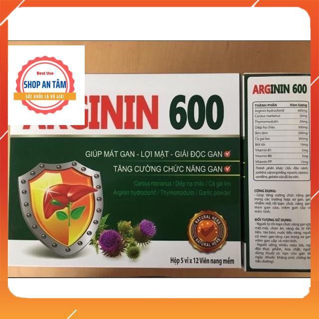 Viên uống bổ gan Arginin 600 tăng cường chức năng gan, mát gan, hỗ trợ cho người uống nhiều rươu bia