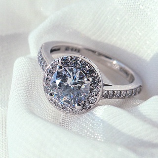 [Gemour] Nhẫn nữ Halo Gemour bạc Ý silver cao cấp mạ Platinum đính đá Cubic Zirconia trắng nhẫn đẹp quà tặng ý nghĩa