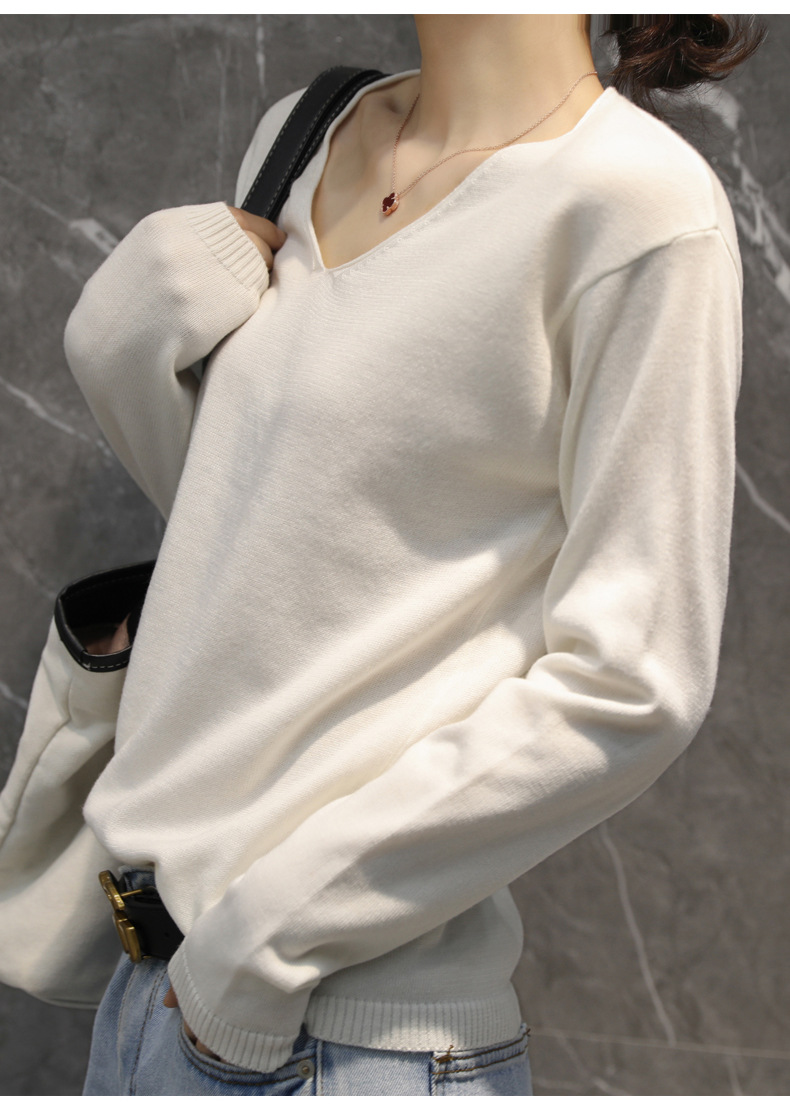 Áo len cashmere mỏng chui đầu tay dài cổ chữ V màu sắc đơn giản dễ phối đồ thời trang 2020 | BigBuy360 - bigbuy360.vn