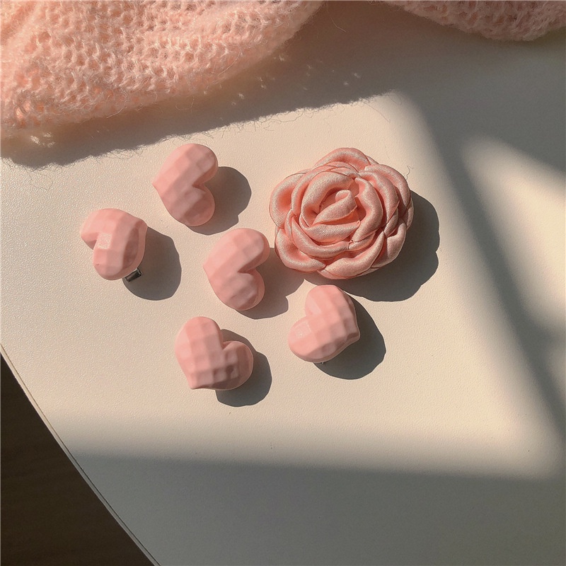 Set 5 Kẹp Tóc Hình Trái Tim Hồng Dễ Thương Cho Bé Gái