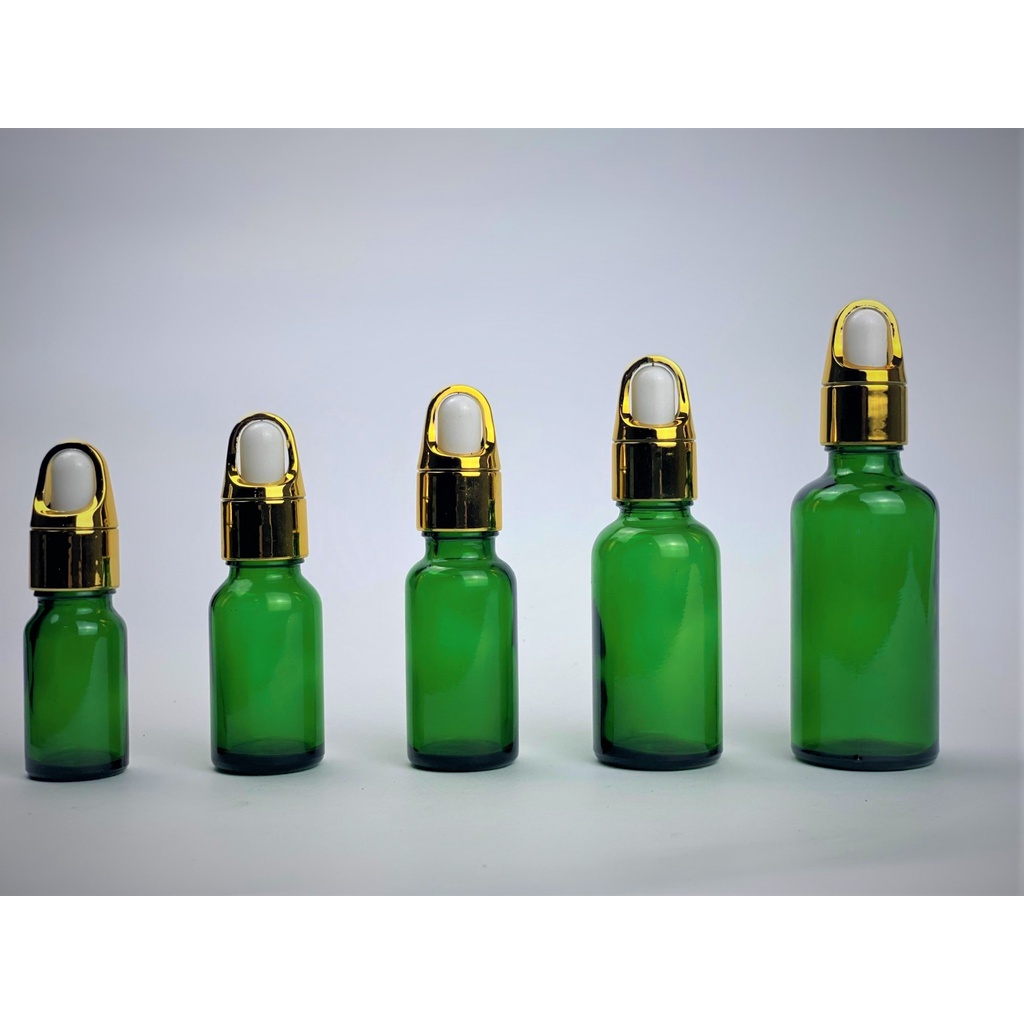 Lọ chiết thủy tinh serum màu xanh nắp bóp cải tiến tất cả các size [Giá sỉ/lẻ]