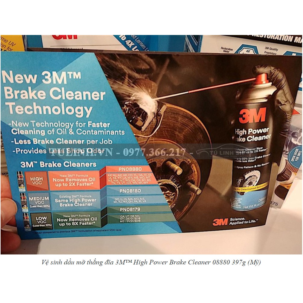 [Mã LIFEAUMAY giảm 10% tối đa 30k đơn 150k] Tẩy Rửa Phanh Xe Ô Tô 3M High Power Brake Cleaner 3M 08880