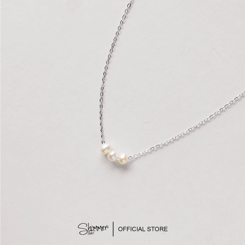 Dây Chuyền Nữ BẠC 925 CAO CẤP SHIMMER SILVER TRIPLE PEARLS Mặt Ngọc Trai Nữ Tính Sang Trọng