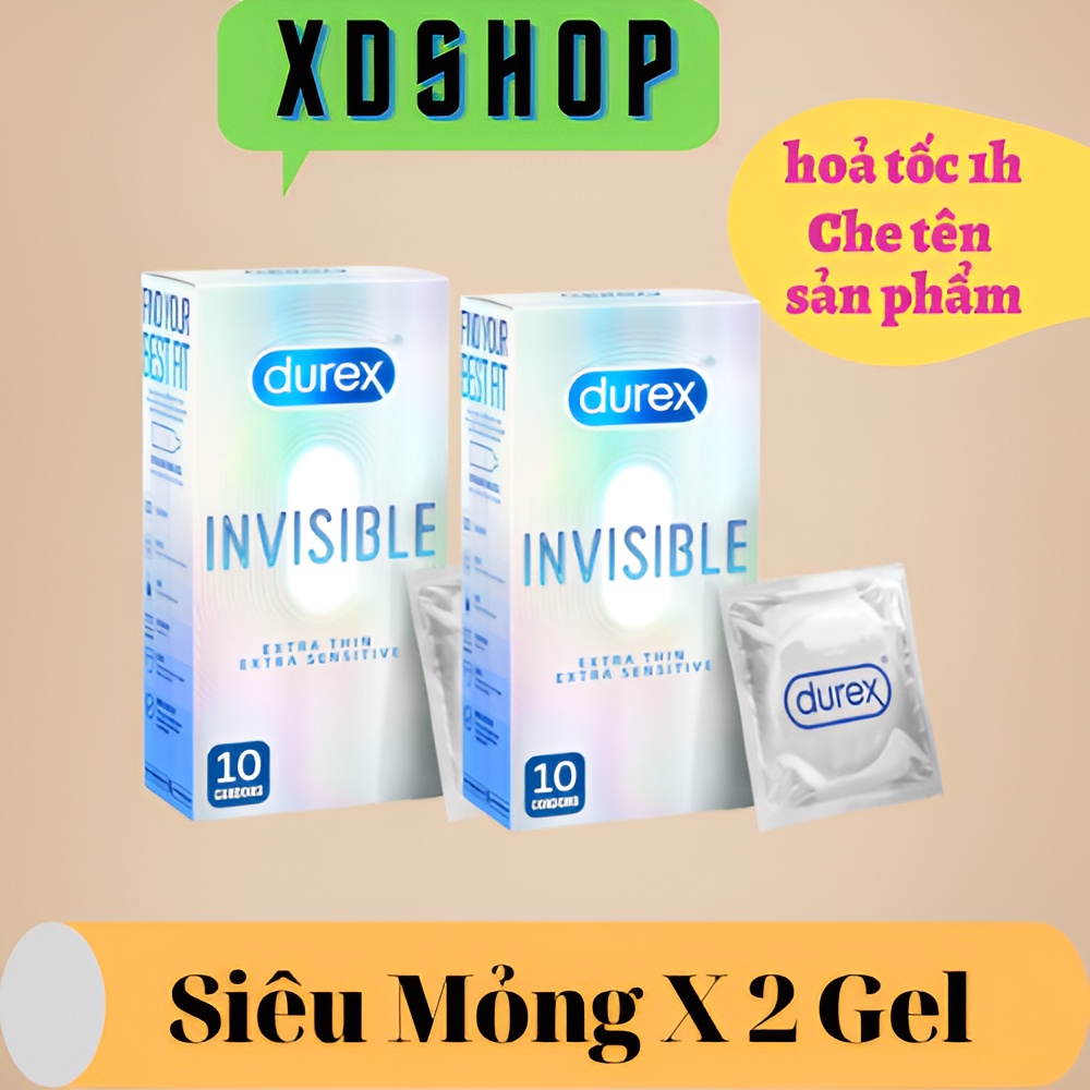 COMBO 2 Bao cao su durex invisible 10 bao / hộp. Bao cao su mỏng như không, thông chân thật.