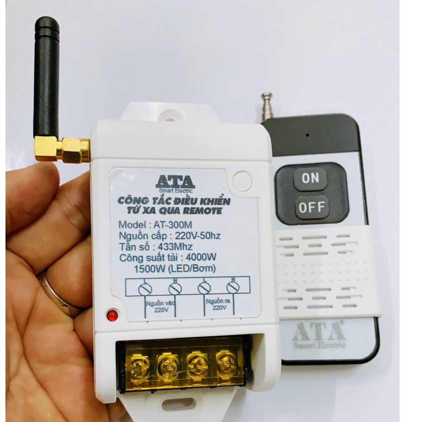 CÔng tắc điều khiển từ xa ,máy bơm, đèn quat....CÔng suất lơn 15A - Xa 300 métATA.Hàng chính hãng ,Bảo hành 12 tháng