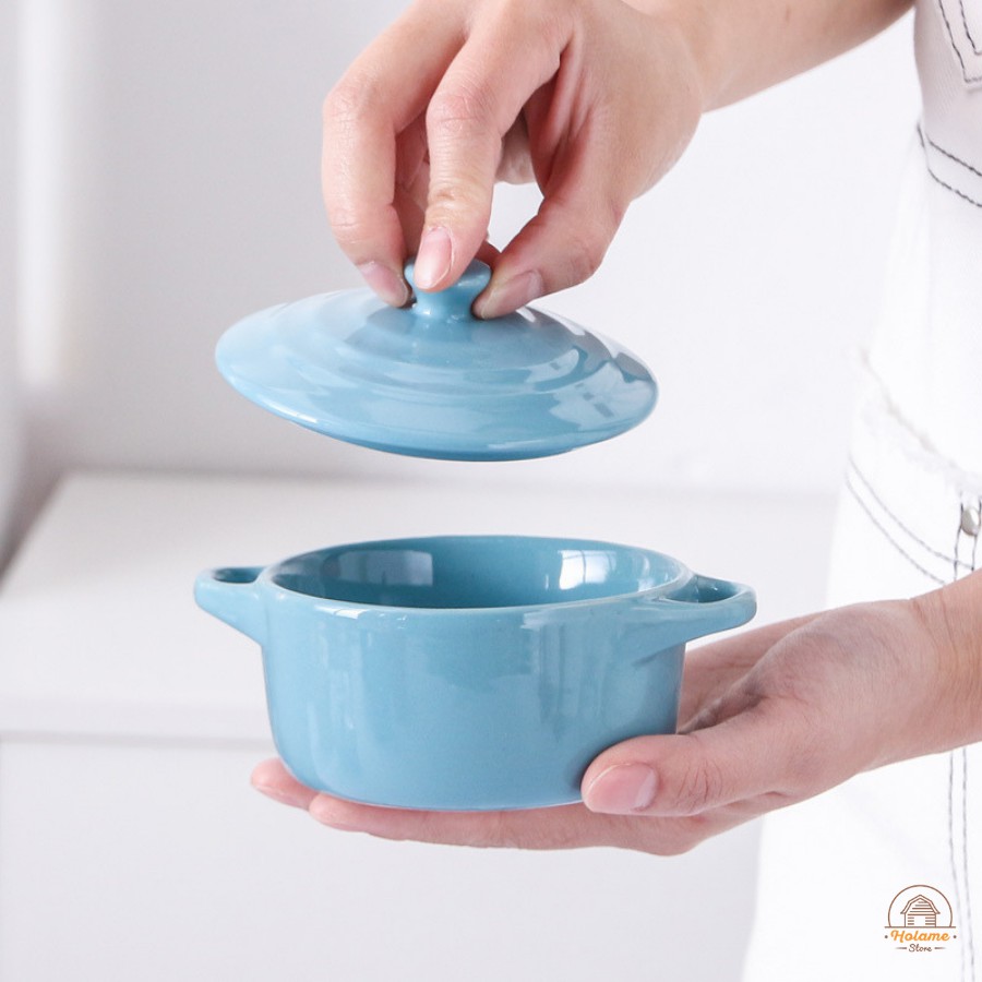 Bát ăn dặm , chén sứ ăn dặm cho bé có nắp dùng được trong lò nướng Holame
