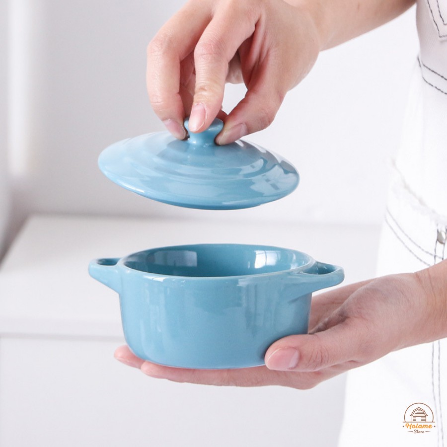 Chén sứ - chén sứ có nắp nướng flan khuôn nướng ramekin cực kì tiện dụng 7 màu