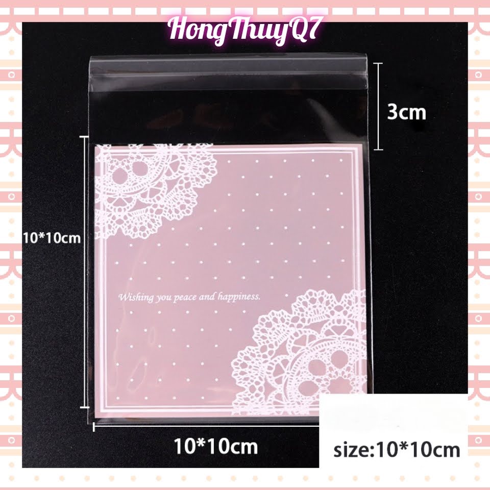 Túi bóng kính đựng bánh kẹo 10x10+3cm, quà tặng, mỹ phẩm, linh kiện điện tử, phụ kiện máy tính, ngày cưới- HongThuyQ7