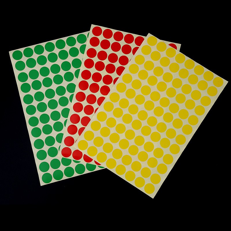 100 Tem màu dán tròn 2cm giấy nhiều màu, tem đánh dấu theo loại, tem dán hộp sản phẩm, tem nhãn
