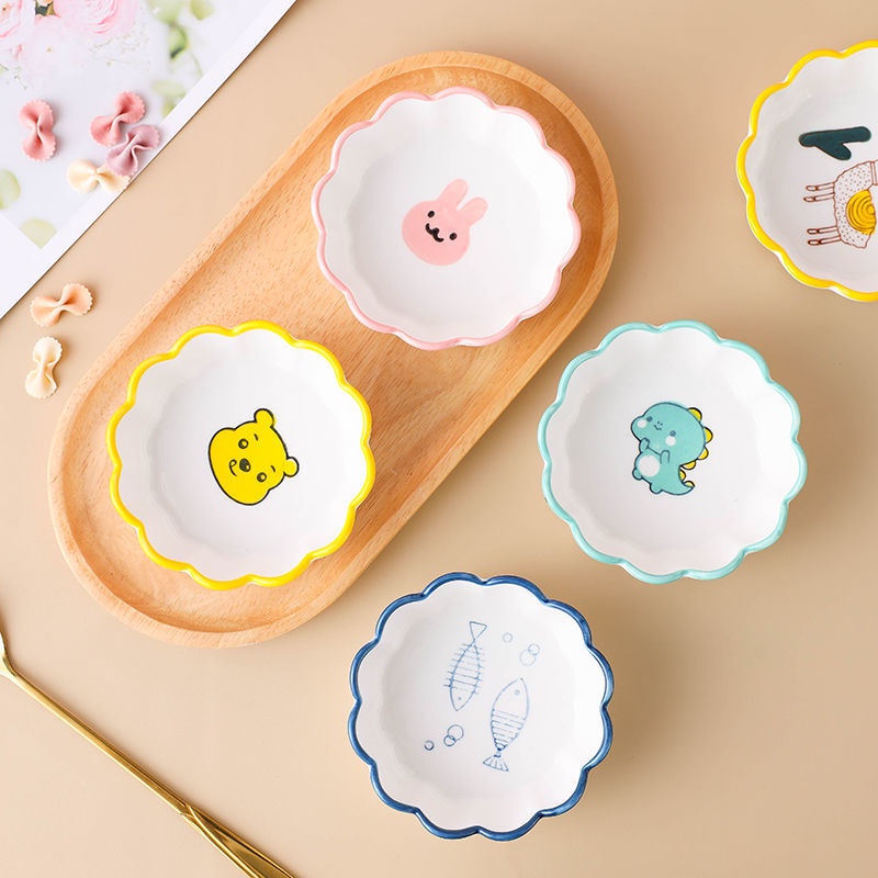 Đĩa sứ có viền sóng dễ thương dành cho bé ăn dặm-Shop Mẹ Khoai