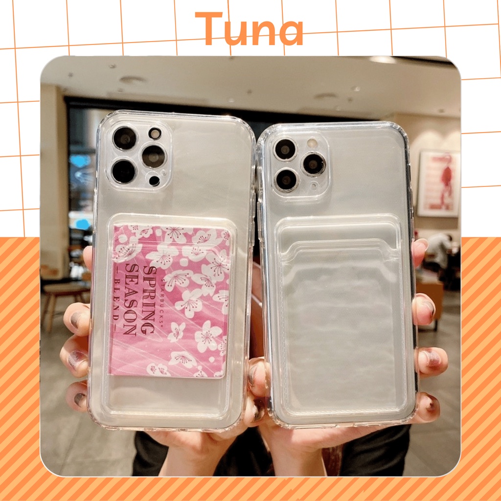 Ốp Lưng Điện Thoại Trong Suốt Chống sốc 4 góc Có Ngăn khe Đựng cài Thẻ Iphone 11 | 12 | 13 Pro max | Xs max | X 8 7 plus
