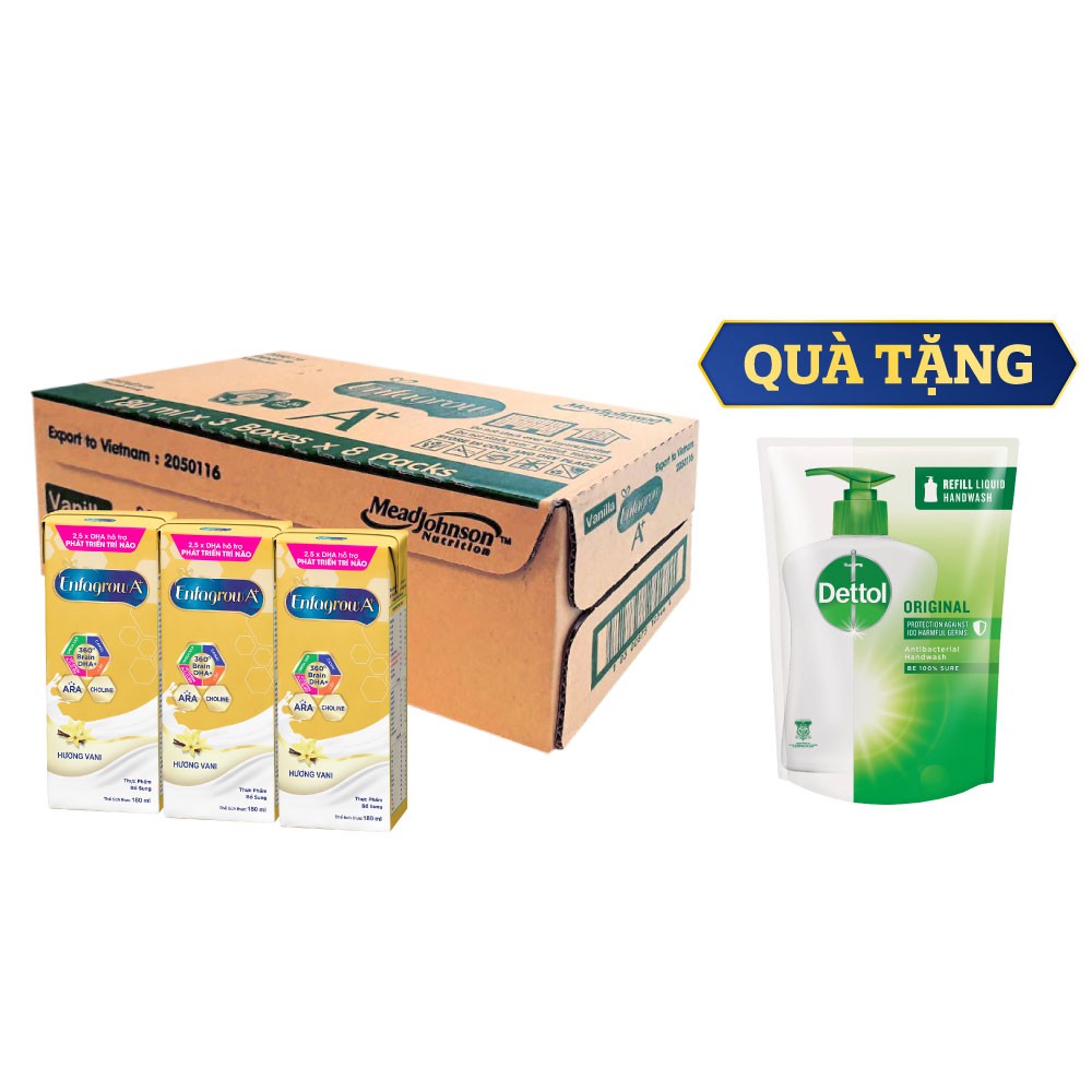 [Tặng Túi Nước Rửa Tay] Thùng 24 Hộp Sữa Nước Enfagrow A+ 4 180ml (8 lốc)