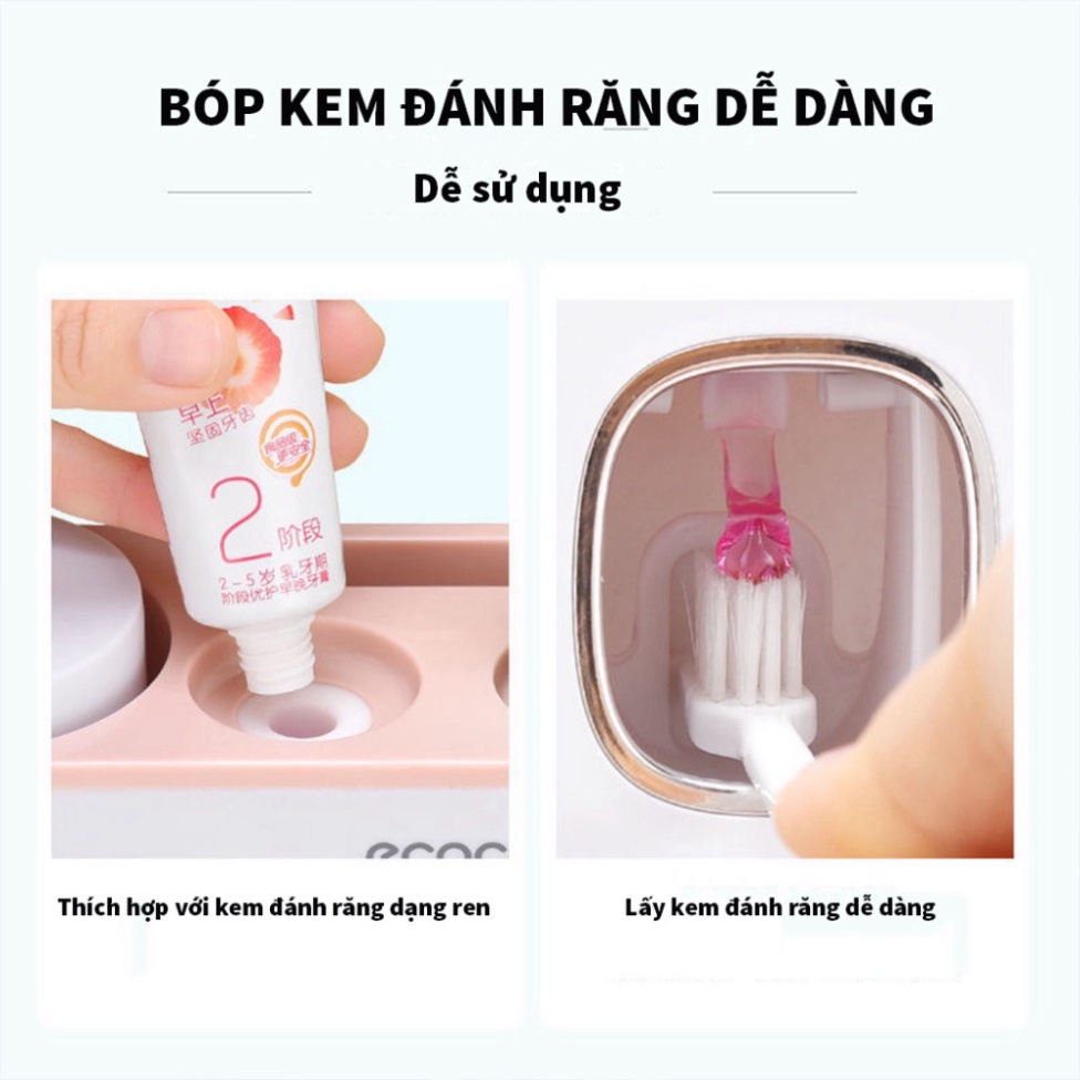 Bộ nhả kem đánh răng tự động ECOCO thông minh dán tường, Máy bóp kem đánh răng kệ để đồ phòng tắm tiện lợi sasa