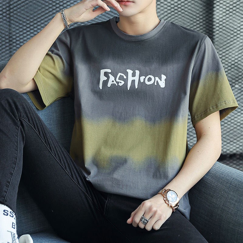 Áo Thun 100% Cotton Tay Ngắn Cổ Tròn Dáng Rộng Thời Trang Cho Nam Giới