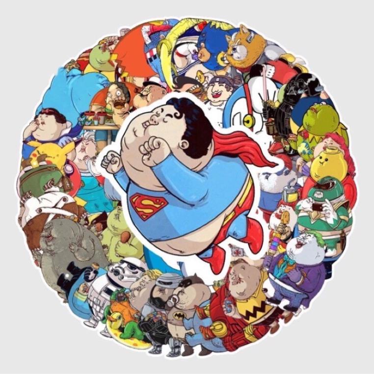 Bộ 100 sticker anh hùng béo Chunky siêu quậy dùng để trang trí điện thoại di động/ván trượt/vali không để lại dấu keo