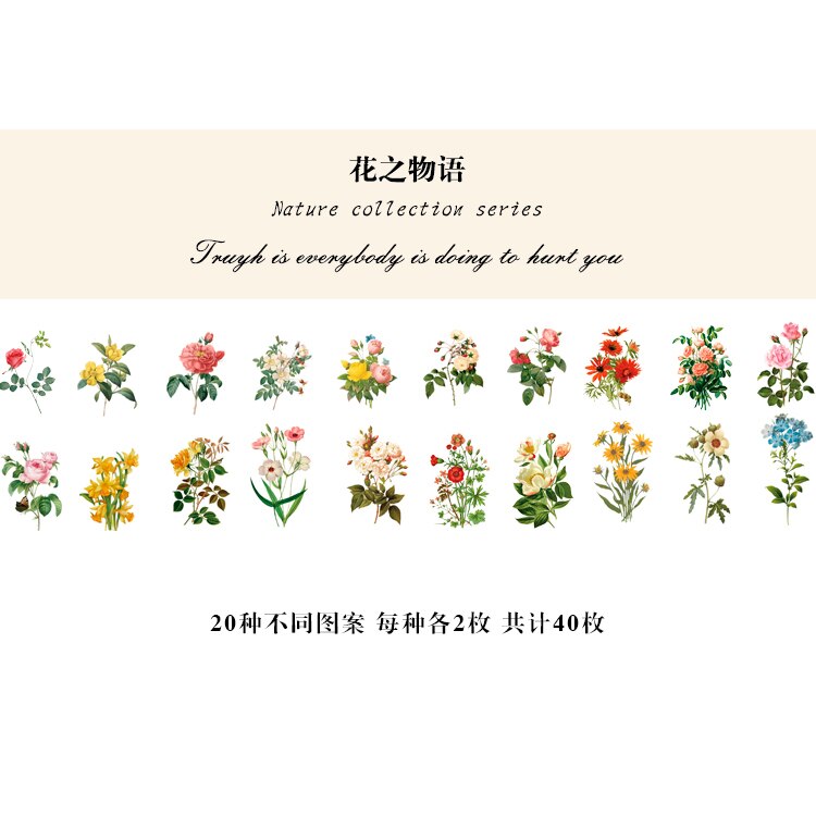 Set 40 miếng dán trang trí hoa lá tùy chọn chất lượng cao đa năng