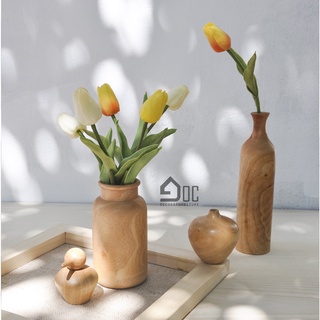 Lọ hoa gỗ, bình hoa gỗ nghệ thuật decor cắm hoa giả, phụ kiện chụp ảnh Góc Decor
