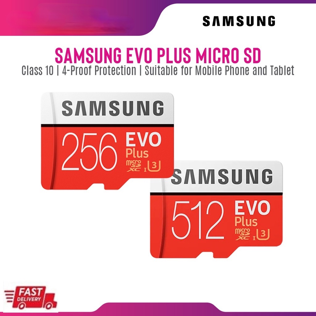 Thẻ Nhớ microSD + ĐầU NhậN 256GB / 512GB Cho Samsung EVO Plus Class 10 UHS-I Micro Sdhc / Micro Sdxc