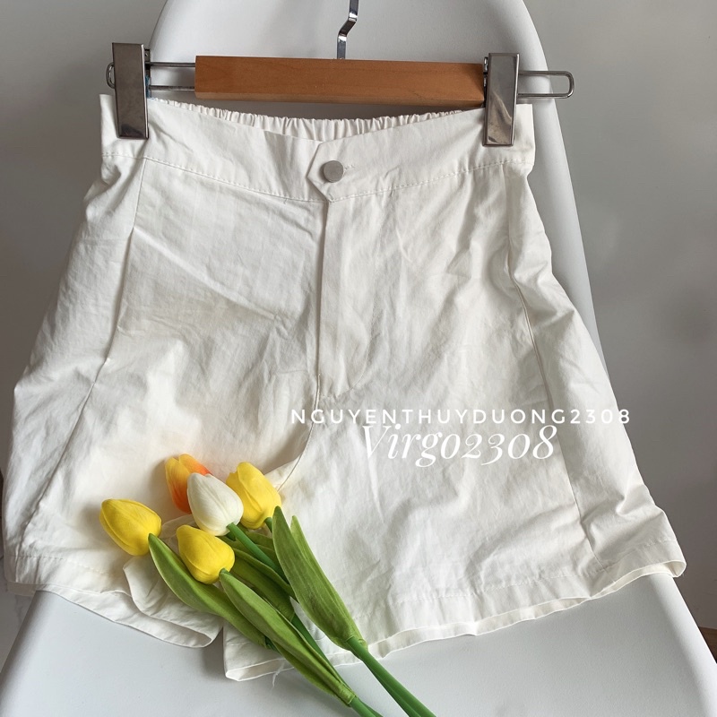 [Ảnh thật/Sẵn/Video]Quần sooc thô khuy lệch chun sau/Quần sooc thô style Ulzzang