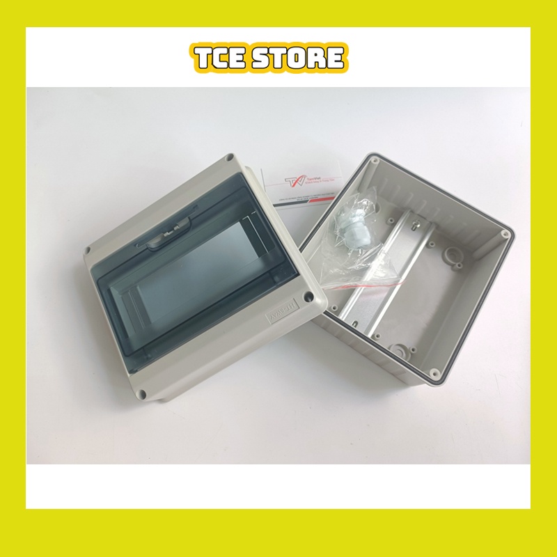 Hộp nhựa đựng aptomat ngoài trời 8 CB tép chống giật có nắp che cao cấp