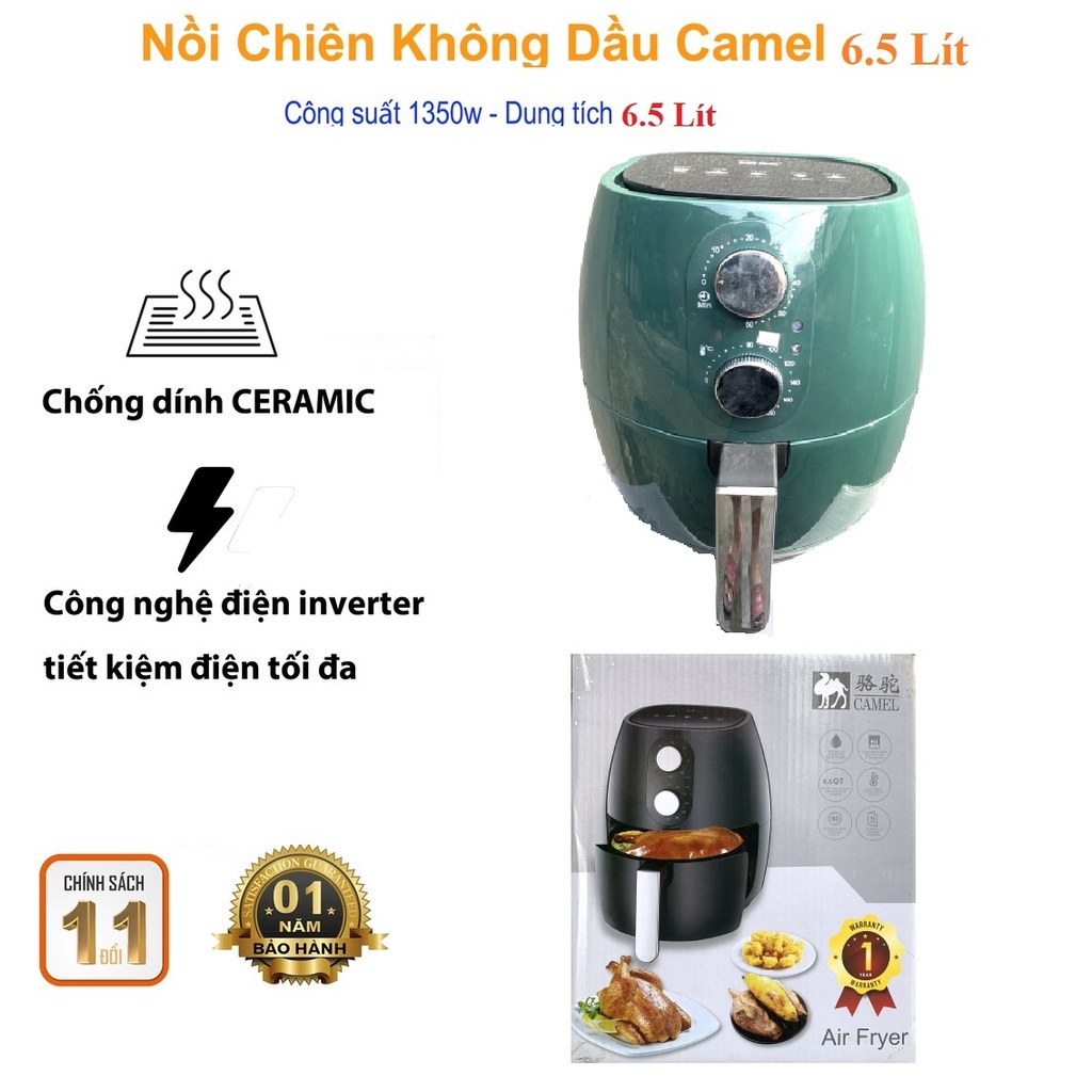 NỒI CHIÊN KHÔNG DẦU CAMEL 6.5 LÍT CÔNG SUẤT LỚN HÀNG CHÍNH HÃNG NỘI ĐỊA TRUNG.