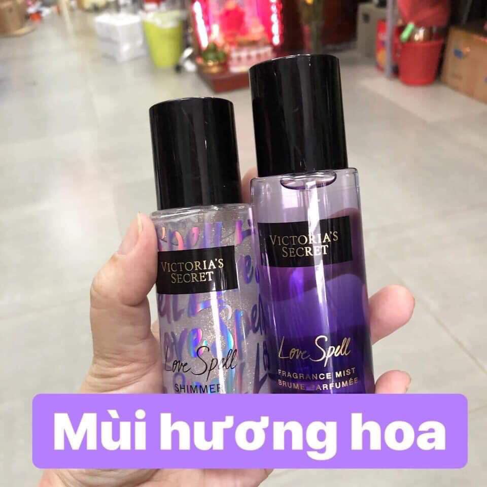 Set Xịt thơm Victoria Secret 2 Chai Không Nhũ Và Có Nhũ-Trúc Cosmetics