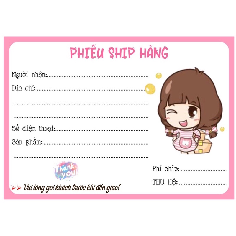 PHIẾU SHIP -  GỬI HÀNG ( decal chỉ cần ghi thông tin lột ra và dán )