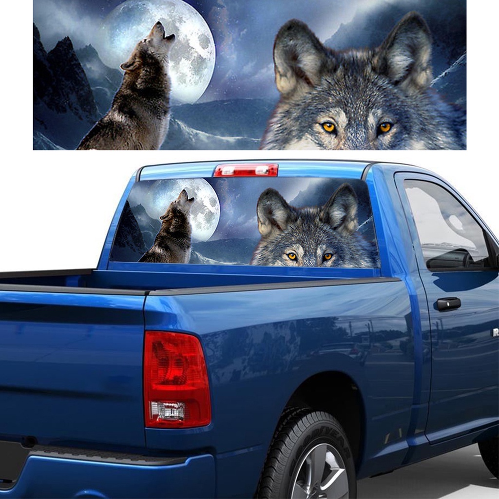 Pu Miếng Dán Đề Can 3D Hình Chó Sói Trang Trí Kính Chắn Gió Sau Xe Hơi SUV