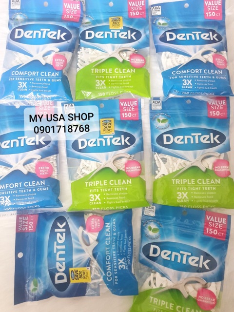 Tăm chỉ nha khoa Dentek ❤ Chỉ nha khoa DenTek Comfort Clean For Sensitive Teeth &amp; Gums/Triple Clean